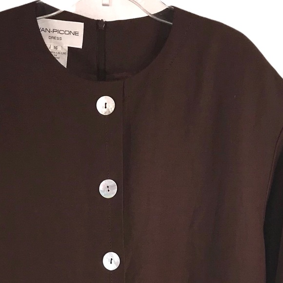 NWT Vintage Evan Picone Brown Sheath Dress - Picture 8 of 9